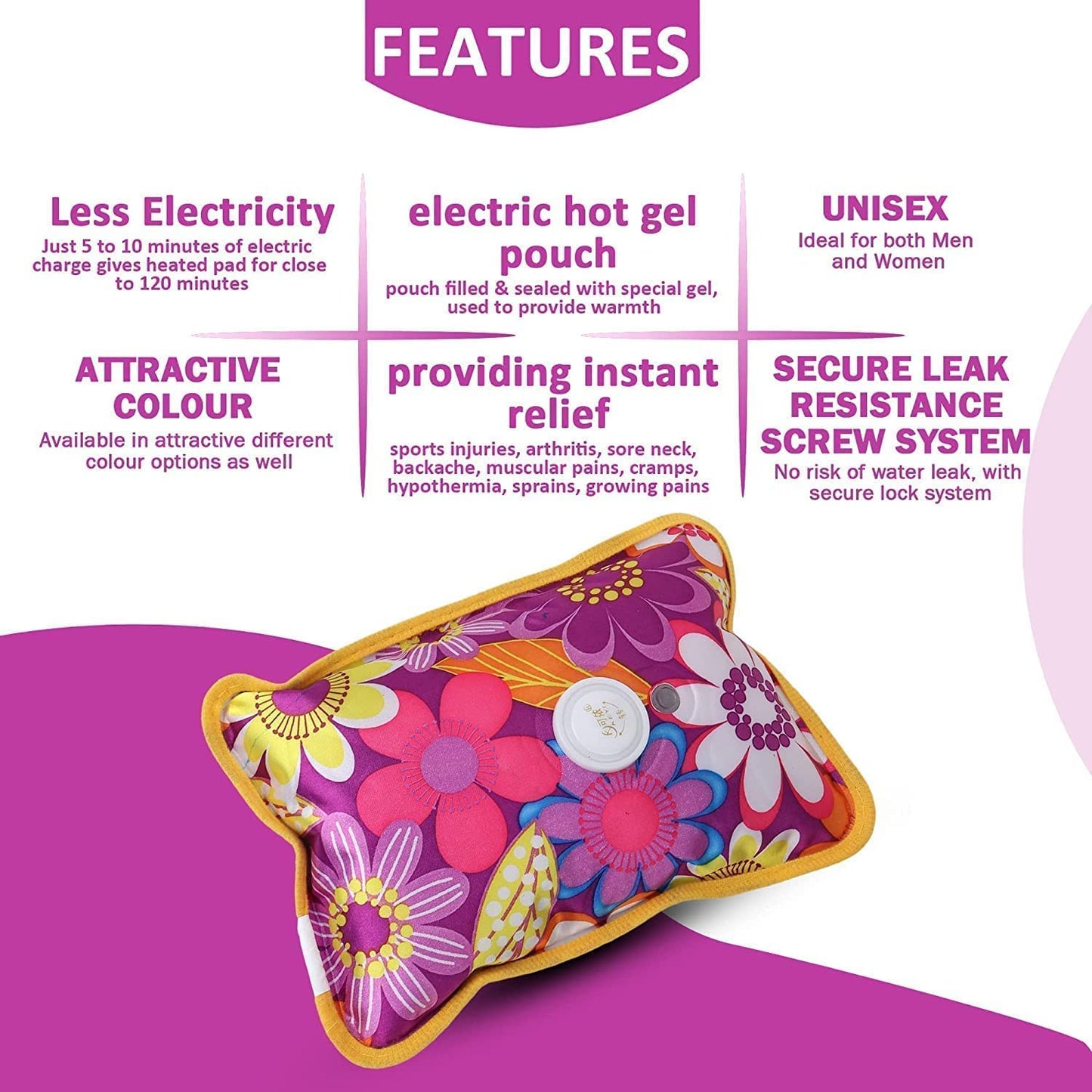 Electric Hot Pillow for Pain Relief | Heating Pad for Neck, Back & Shoulder